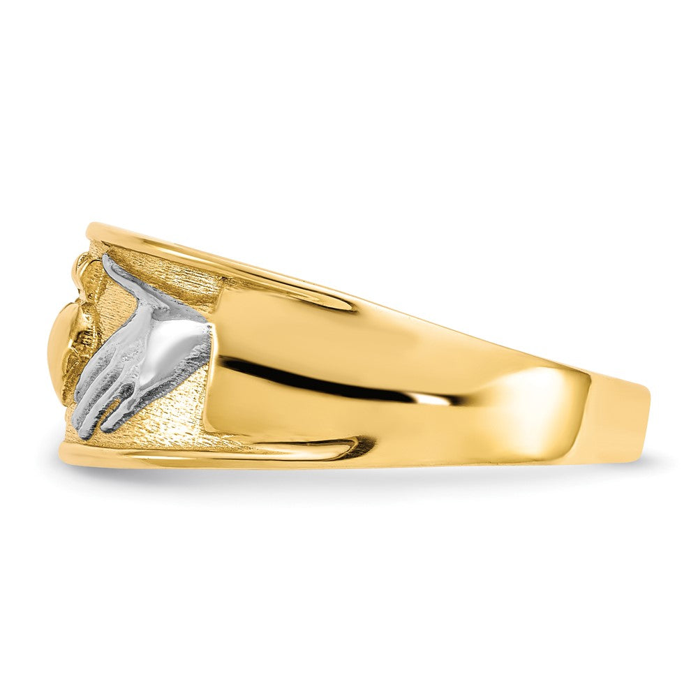 Buy Stylish 10K Gold & Rhodium Men's Claddagh Ring - Affordable Luxury!